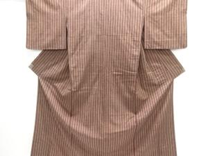 縞織り出し手織り紬着物